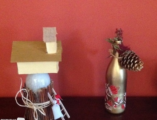 2 botellas decoradas para la Navidad