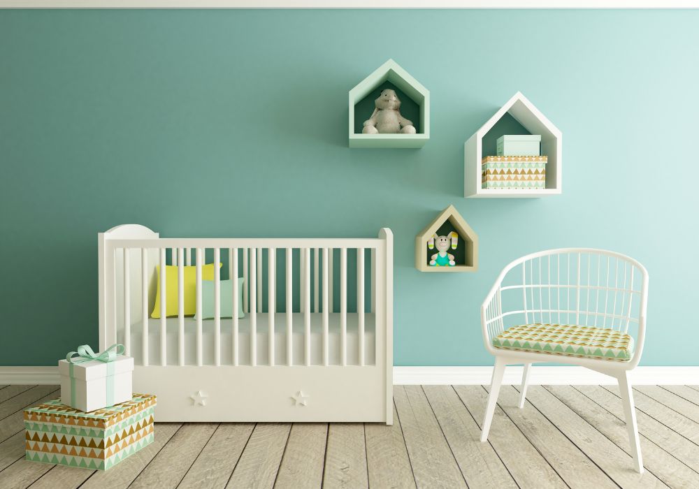 Colores verdes para la habitación del bebé.